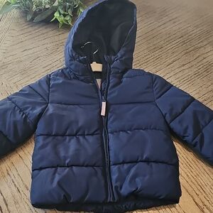 Navy Hooded puffer jacket size 3T Place Excellent condition